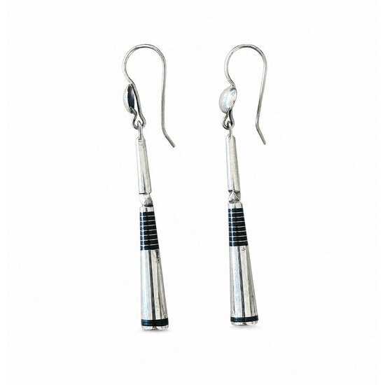 Tuareg Silver 800 and Ebony Earrings – Long Handmade Drop Earrings Long Tuareg Earrings – Handmade Silver 800 and Ebony Wood Jewelry