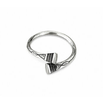 Tuareg Crossed Silver Ring – Adjustable Hand Engraved Band