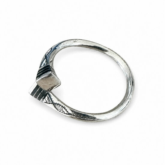 Tuareg Crossed Silver Ring – Adjustable Hand Engraved Band