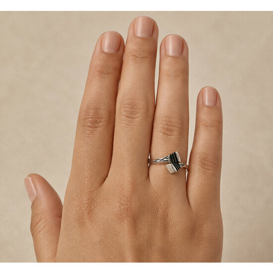 Tuareg Crossed Silver Ring � Adjustable Hand Engraved Band