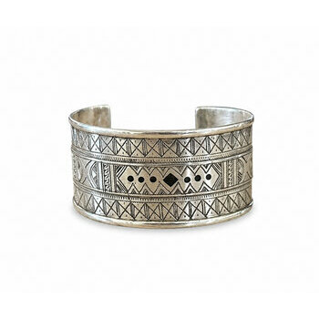 Exclusive Tuareg Sterling Silver Cuff – Signed Hand Engraved Bracelet Solid Sterling Silver Tuareg Cuff – Hallmarked and Signed Artisan Bracelet