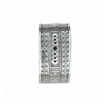 Exclusive Tuareg Sterling Silver Cuff – Signed Hand Engraved Bracelet Wide Tuareg Silver Bracelet – Detail of Hand Engraved Geometric Patterns