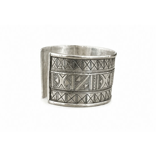 Exclusive Tuareg Sterling Silver Cuff – Signed Hand Engraved Bracelet Made to Order Tuareg Sterling Silver Bracelet – Adjustable Collectible Cuff
