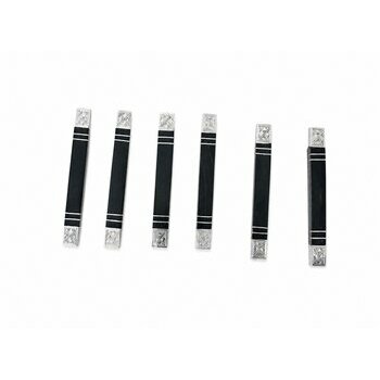 Set of 6 Tuareg Silver & Ebony Knife Rests – Handmade Tableware with Leather Box Ebony and Engraved Silver Knife Rests – Handmade Dining Table Accessories