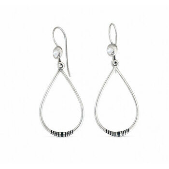 Sterling Silver & Ebony Teardrop Earrings – Handmade Long Drop Earrings Silver and Ebony Drop Earrings – 6 cm Teardrop Design