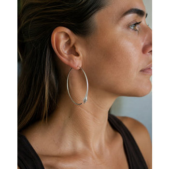 Sterling Silver Snake Hoop Earrings – Open 925 Silver Hoops Sterling Silver Snake Hoop Earrings Worn – Large Hoops for Women