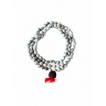 Natural Seed Mala Necklace with Rudraksha – Handmade Meditation Jewelry Job’s Tears and Rudraksha Mala – Spiritual Jewelry from Nepal