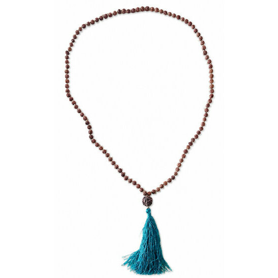 Long Rudraksha Mala Necklace – Japa Beads with Choice of Tassel Color 96 cm Rudraksha Mala Necklace – Yoga and Meditation Jewelry with Tassel
