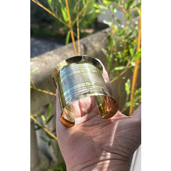 Wide Tuareg Brass Cuff – Signed Hand Engraved Bracelet Large Tuareg Brass Bracelet – Hand Engraved Cuff Shown in Hand