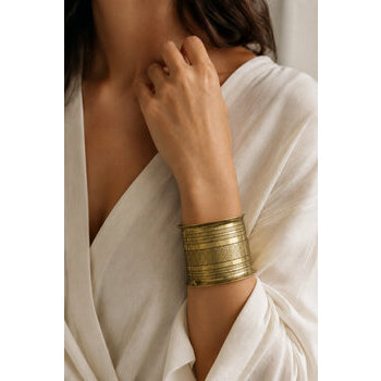 Wide Tuareg Brass Cuff – Signed Hand Engraved Bracelet Wide Tuareg Brass Cuff – Handcrafted Engraved Bracelet Worn on Wrist