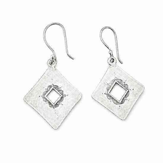 Sterling Silver Square Drop Earrings – Handmade Geometric Jewelry 925 Sterling Silver Square Earrings – Handmade Geometric Jewelry