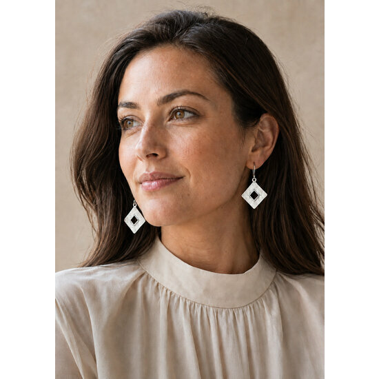 Sterling Silver Square Drop Earrings � Handmade Geometric Jewelry