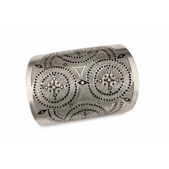 Wide Mauritanian Silver Alloy Cuff – Handmade Engraved Bracelet Wide Saharan Bracelet – Handmade Adjustable Mauritanian Cuff