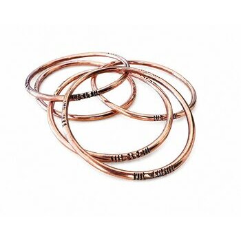 Recycled Solid Copper Bracelet – Handmade Engraved Cuff Handmade Copper Bracelets – Slim Recycled Copper Engraved Bangles