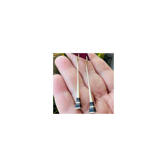 Brass & Ebony Drop Earrings – Handmade Tuareg Long Earrings Long Brass and Ebony Earrings – Handmade Artisan Jewelry