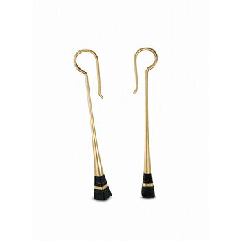 Brass & Ebony Drop Earrings – Handmade Tuareg Long Earrings Gold Drop Earrings for Women – Tuareg Brass and Ebony 6 cm