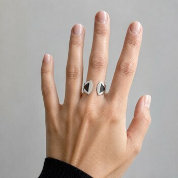 Sterling Silver & Ebony Ring – Handmade Adjustable Geometric Ring Sterling Silver and Ebony Ring – Handmade Adjustable Women’s Ring