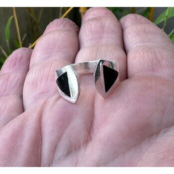 Sterling Silver & Ebony Ring – Handmade Adjustable Geometric Ring Sterling Silver and Ebony Ring – Handmade Adjustable Women’s Ring