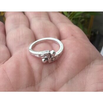 Open Sterling Silver Ring – Handmade Engraved Adjustable Ring with Ball Ends Adjustable Sterling Silver Ring – Handmade Engraved Artisan Jewelry