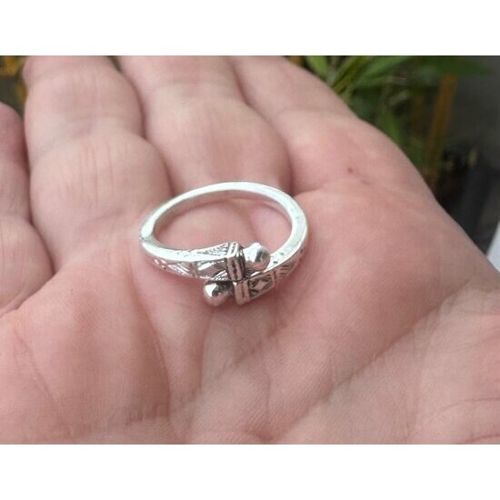 Open Sterling Silver Ring – Handmade Engraved Adjustable Ring with Ball Ends Adjustable Sterling Silver Ring – Handmade Engraved Artisan Jewelry