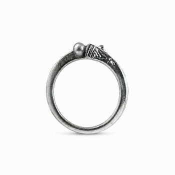 Open Sterling Silver Ring – Handmade Engraved Adjustable Ring with Ball Ends Handmade 925 Sterling Silver Ring – Open Double End Design