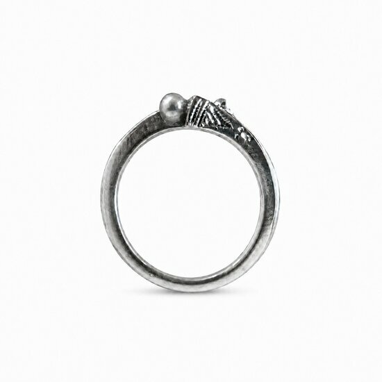 Open Sterling Silver Ring – Handmade Engraved Adjustable Ring with Ball Ends Handmade 925 Sterling Silver Ring – Open Double End Design