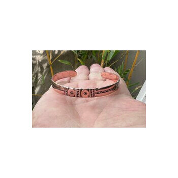 Solid Copper Engraved Bracelet – Adjustable Handmade Cuff for Men and Women