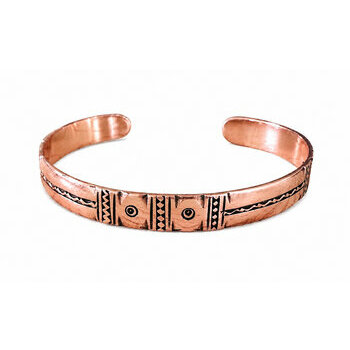 Solid Copper Engraved Bracelet – Adjustable Handmade Cuff for Men and Women