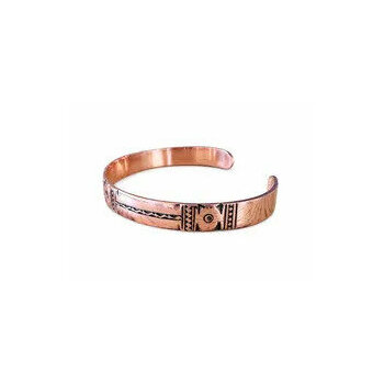 Solid Copper Engraved Bracelet – Adjustable Handmade Cuff for Men and Women