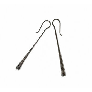 Long Silver Drop Earrings – Handmade Minimalist 700 Silver Earrings Slim Silver Drop Earrings – Long Handmade Minimalist Earrings