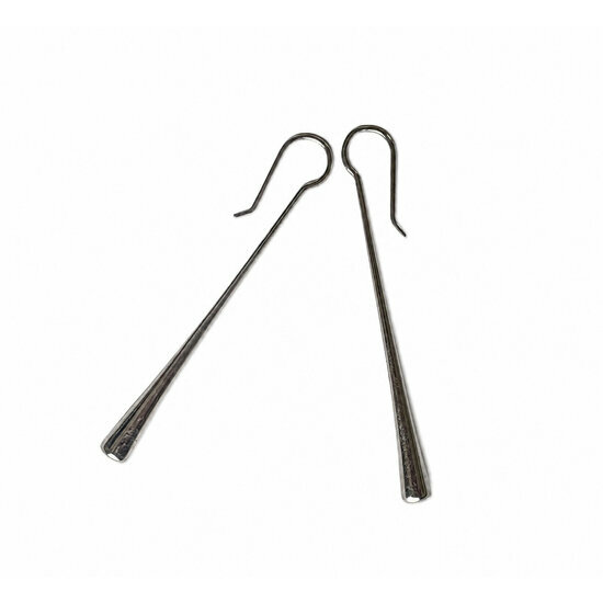 Long Silver Drop Earrings – Handmade Minimalist 700 Silver Earrings Slim Silver Drop Earrings – Long Handmade Minimalist Earrings