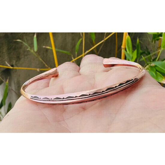Hand Engraved Solid Copper Bracelet – Adjustable Wellness Cuff Hand Engraved Solid Copper Bracelet – Adjustable Artisan Cuff