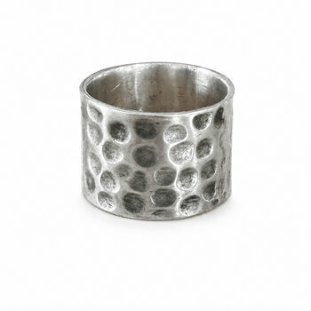 Brutalist Sterling Silver Ring – Wide Handmade Hammered Band