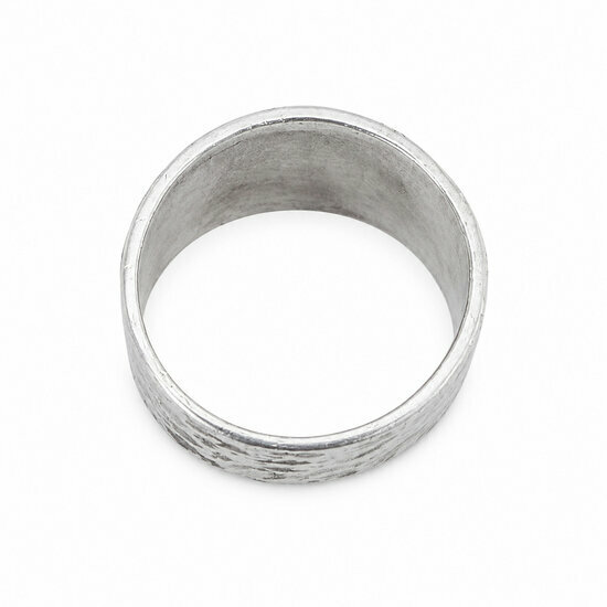 Brutalist Sterling Silver Ring – Wide Handmade Hammered Band