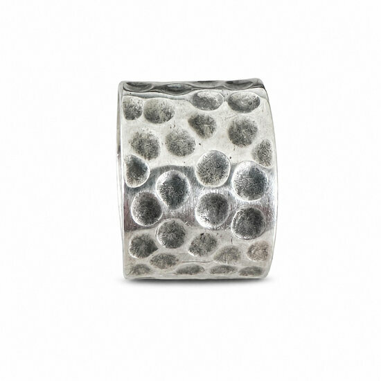 Brutalist Sterling Silver Ring � Wide Handmade Hammered Band