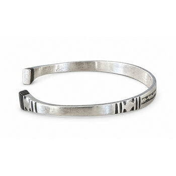 Unisex Sterling Silver & Ebony Bracelet – Slim Hand Engraved Cuff Adjustable Sterling Silver Cuff – Slim Unisex Ebony Bracelet