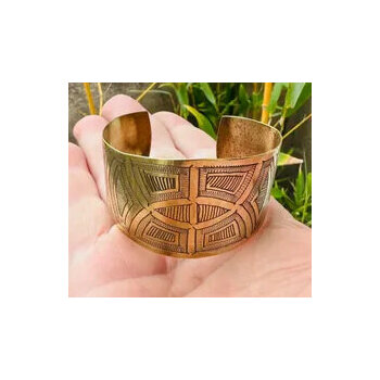 Art Deco Brass Cuff – Wide Adjustable Geometric Bracelet Geometric Brass Cuff – Handmade Art Deco Bracelet