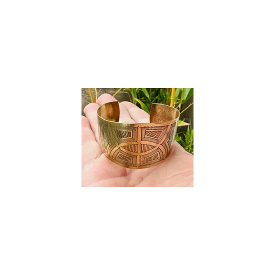 Art Deco Brass Cuff – Wide Adjustable Geometric Bracelet Geometric Brass Cuff – Handmade Art Deco Bracelet