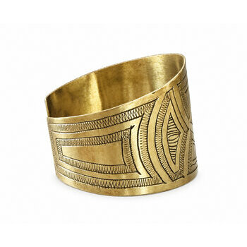 Art Deco Brass Cuff – Wide Adjustable Geometric Bracelet Art Deco Brass Jewelry – Architectural Cuff with Geometric Patterns