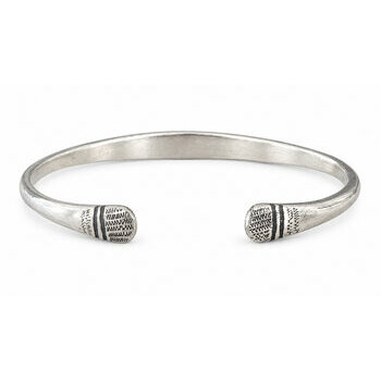 Black & Silver Cuff Bracelet – Slim Adjustable Handmade Design Adjustable Sterling Silver Cuff – Slim Unisex Bracelet with Ebony Detail