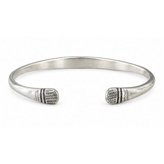 Black & Silver Cuff Bracelet – Slim Adjustable Handmade Design Adjustable Sterling Silver Cuff – Slim Unisex Bracelet with Ebony Detail