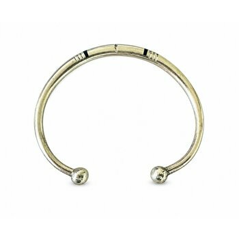 Adjustable Brass Torque Bracelet – Handmade Gold Cuff with Ball Ends Adjustable open brass bangle with ebony inlay