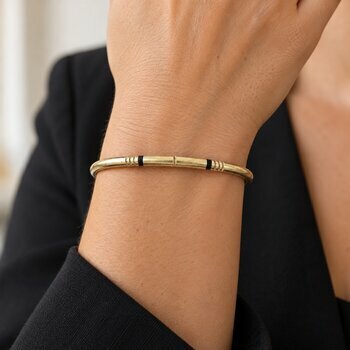 Adjustable Brass Torque Bracelet – Handmade Gold Cuff with Ball Ends Handmade brass and ebony bangle bracelet for women