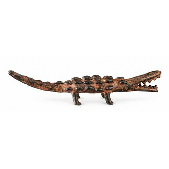 Bronze Crocodile Sculpture – Handmade Animal Statue 19 cm Bronze Crocodile Figurine – Handmade Animal Decor