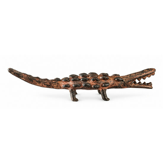 Bronze Crocodile Sculpture – Handmade Animal Statue 19 cm Bronze Crocodile Figurine – Handmade Animal Decor