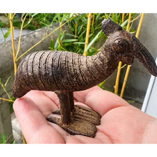 Bronze Bird Sculpture – Handmade Cassowary Figurine 10 cm Small Bronze Sculpture in Hand – Handmade Cassowary Figurine