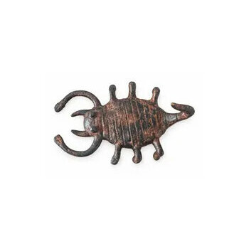Top view of a bronze scorpion showing its body and legs