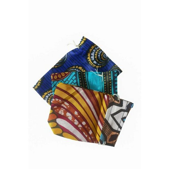 Lapis Lazuli & Sterling Silver Necklace – Shat Shat, 16.14 Inches Colourful Wax Print Fabric Jewellery Pouches – Gift Presentation