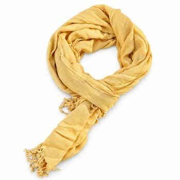 Large Unisex Beige Cotton Scarf � Knotted Style with Fringed Ends
