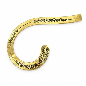 Asymmetric Brass Collar Necklace – Hand-Engraved Open Choker Brass Necklace with Tuareg Motifs – Engraving and Curled End Detail